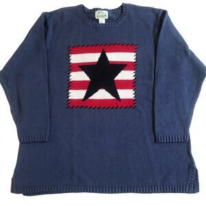 Quacker Factory Patriotic Star Sweater Sz 1X NWT Pullover July 4th America QVC